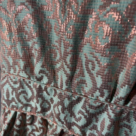 Pippa & Julie Girls Metallic Jacquard Fit & Flare Dress Size 10 Mint Gold - Picture 6 of 6